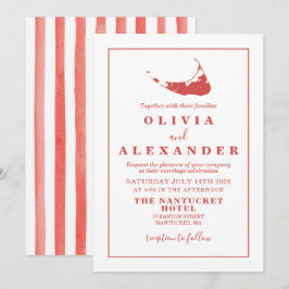 Convite de casamento vermelho Nantucket ACK