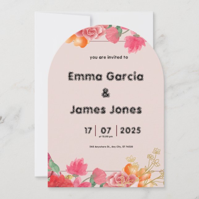 Convite De Casamento Vermelho Por Aquarela (Frente)