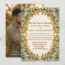 Convite de Casamento Vertical com Foto Florida Ora