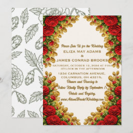 Convite de Casamento Vertical Ohio Red Carnation