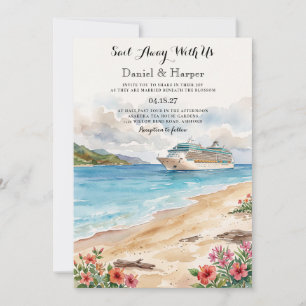 Convite de Casamento Viagem Tropical Navio de Cruz