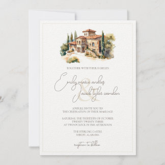 Convite de casamento - Villa Tuscan em Watercolor
