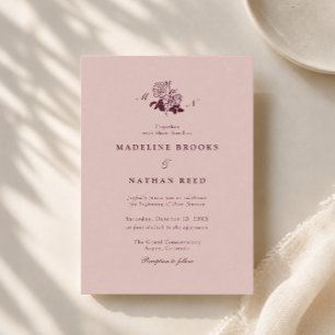 Convite de Casamento Vinho Borgonha Rosado