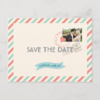 Convite de casamento Vintage Airmail Save the Date