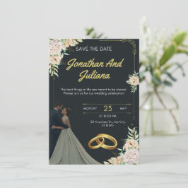 Convite de Casamento Vintage Amarelo & Verde