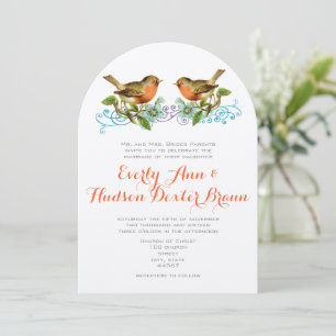 Convite de Casamento Vintage Apple Coral Aqua Páss