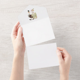 Convite de casamento Vintage Art Wedding Geese