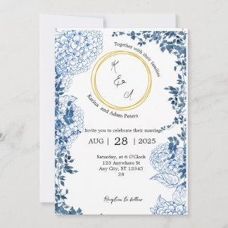 Convite de Casamento vintage Azul | Simples e Eleg