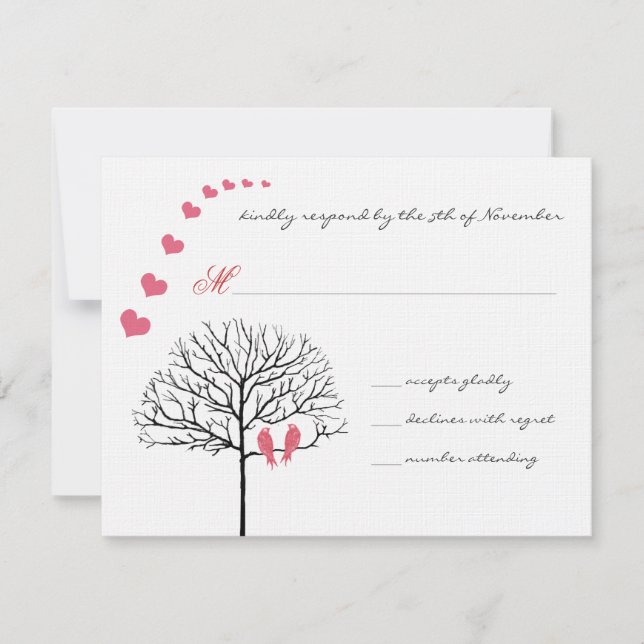 Convite de Casamento Vintage Birds Honeysuckle Ros (Frente)