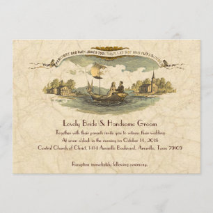 Convite De Casamento Vintage Boat Lovers — Descont