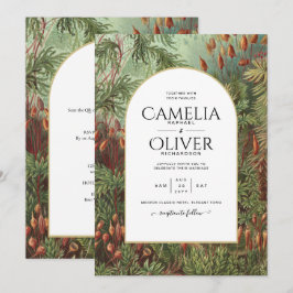 Convite de casamento Vintage Botanical Green Terra