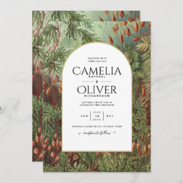 Convite de casamento Vintage Botanical Green Terra