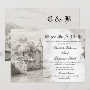 Convite de Casamento Vintage Castelo de Conto de F