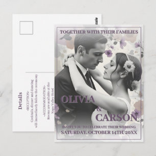 Convite de Casamento Vintage com Casal Romântico