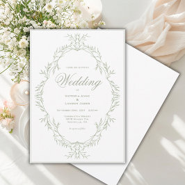 Convite de Casamento Vintage com Moldura de Folhag