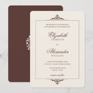 Convite de Casamento Vintage Crest Old Money Café