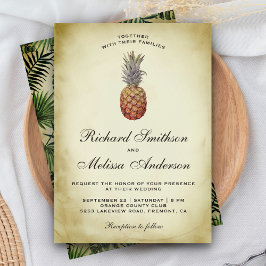 Convite de Casamento Vintage de Abacaxi Tropical