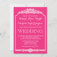 Convite de Casamento Vintage e Clássico Rosa Quent