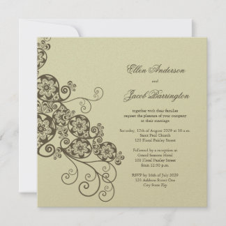 Convite de casamento Vintage Elegant Boho Floral P