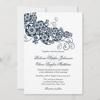 Convite de casamento Vintage Elegant Floral Paisle