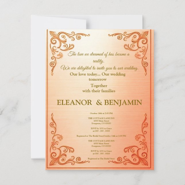Convite de Casamento Vintage Elegante – Ornato F (Frente)