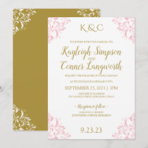 Convite de Casamento Vintage Elegante | Rosa & Dou