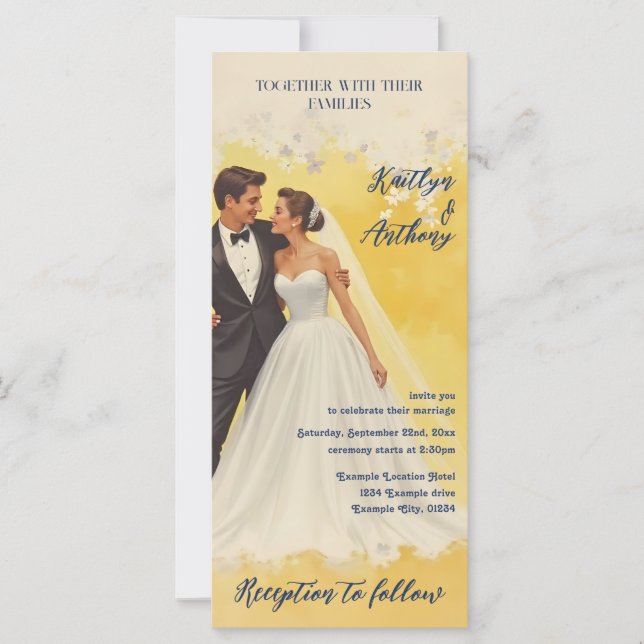 Convite de Casamento Vintage Estilo Belle Époque (Frente)