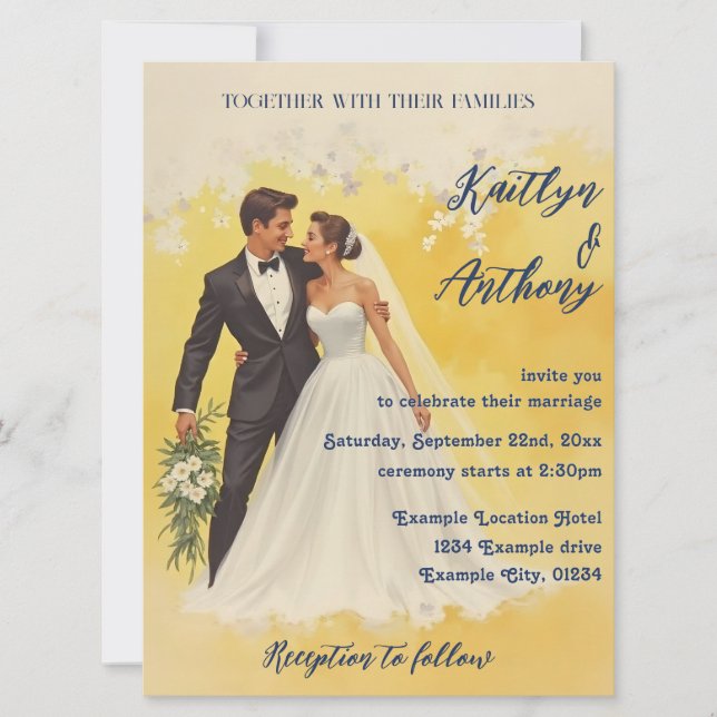 Convite de Casamento Vintage Estilo Belle Époque (Frente)