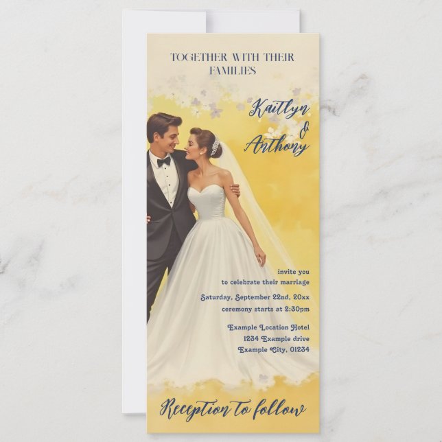 Convite de Casamento Vintage Estilo Belle Époque (Frente)