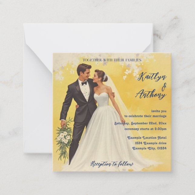 Convite de Casamento Vintage Estilo Belle Époque (Frente)
