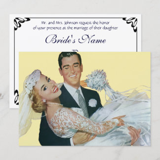 Convite de Casamento Vintage, Feliz Recém-Casados
