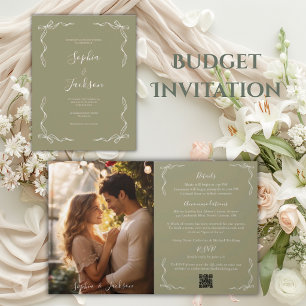 Convite de Casamento Vintage Francês com Foto em S