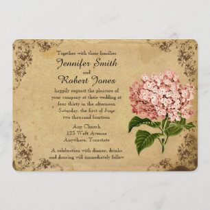 Convite De Casamento Vintage Hydrangea