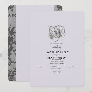 Convite de Casamento Vintage Love & Lace Lavanda