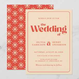 Convite de Casamento Vintage Moderno Retro Groovy