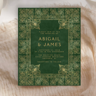 Convite de Casamento Vintage Orçamento Livro Verde