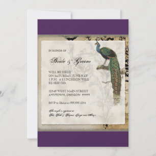 Convite de Casamento Vintage Peacock 6