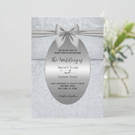 Convite de Casamento Vintage Prata com Laço