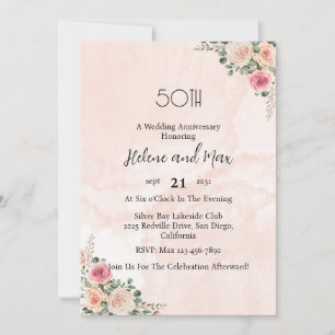 Convite de Casamento Vintage Rosa Creme para Anive