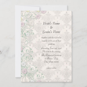 Convite de Casamento Vintage Spring Damask e Flore