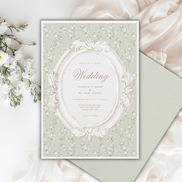 Convite de Casamento VintageFloral Capim Whimsical