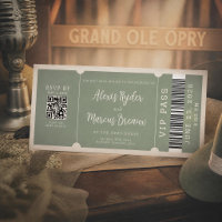 Convite de Casamento VIP Ticket Trendy Sage
