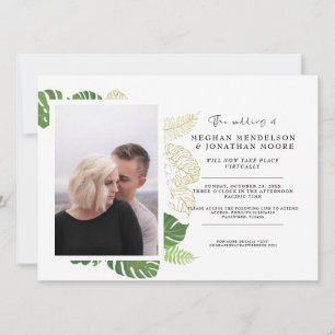 Convite de Casamento Virtual com Foto e Folhas de 