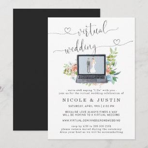Convite de Casamento Virtual Laptop Floral