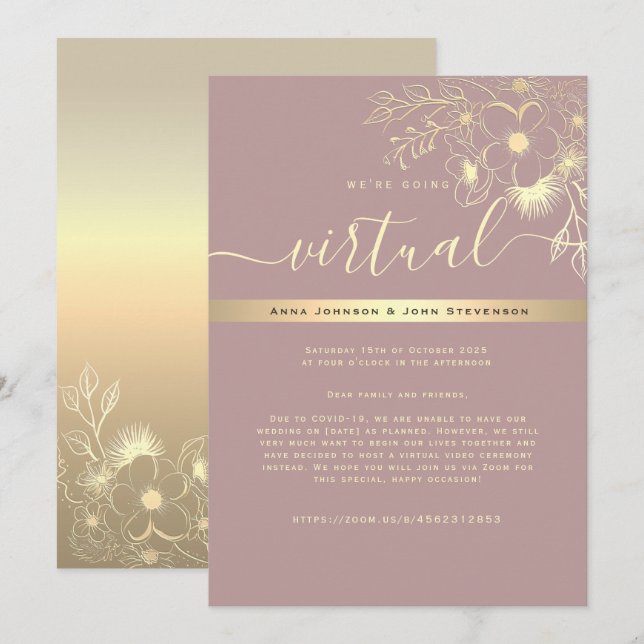 Convite de Casamento Virtual Moderno (Frente/Verso)