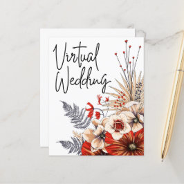 Convite de Casamento Virtual Rosa Vermelho Floral