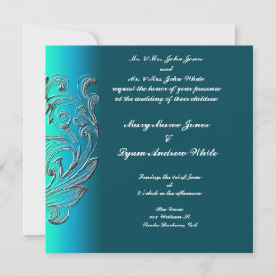 Convite de casamento Visual em relevo Aqua Classi