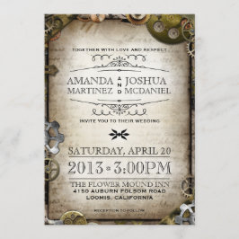 Convite de casamento Vitoriano do Steampunk Gears