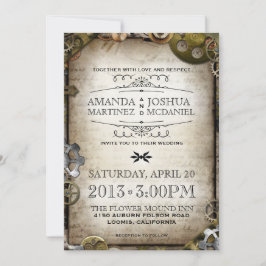 Convite de casamento Vitoriano do Steampunk Gears