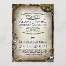 Convite de casamento Vitoriano do Steampunk Gears